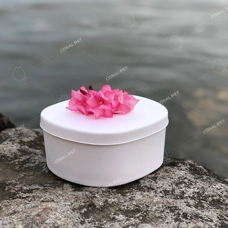 100% biodegradable pulp paper box scattering urn for animal ashes sea burial and earth burial pet cremation ashes pulp box