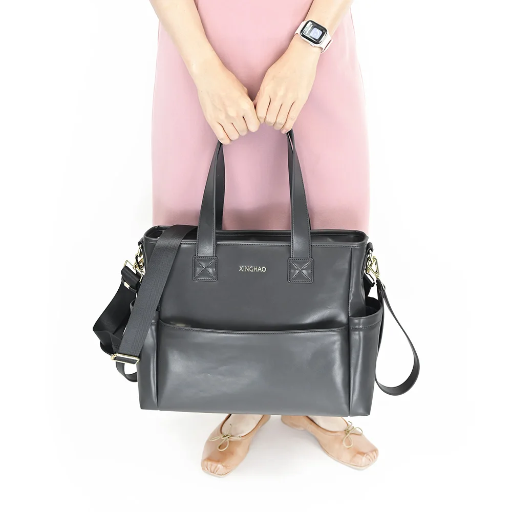 vegan leather 3 in 1 multifunctional fashionable baby bag for mom diaper tote bag organizer set for babies mother