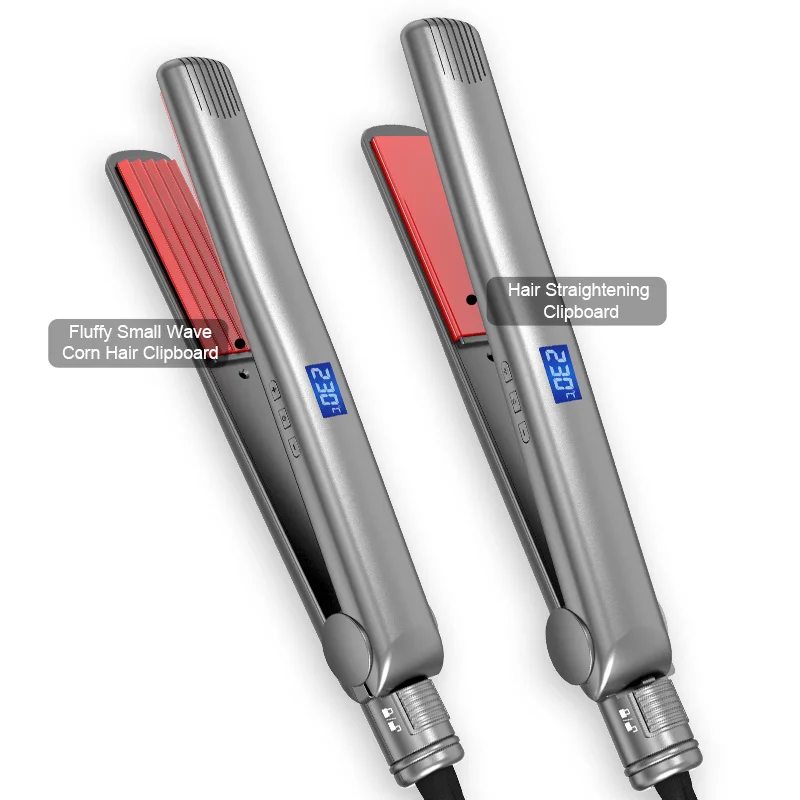 Good Quality Dual Voltage PTC Rapid Heating 2 in 1 Hair Straightener and Curler with Lock LCD Display Hair Iron