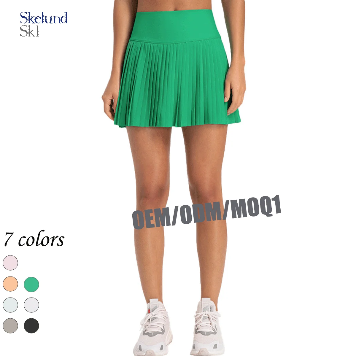 Wholesale Customized High Quality Mock Two Pieces  Yoga Skirt Pleated Skirt With Side Pockets With Ribbed Yoga Skirt Yoga Pants