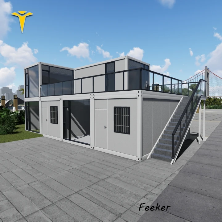 Prefab container house fitted with toilet and show