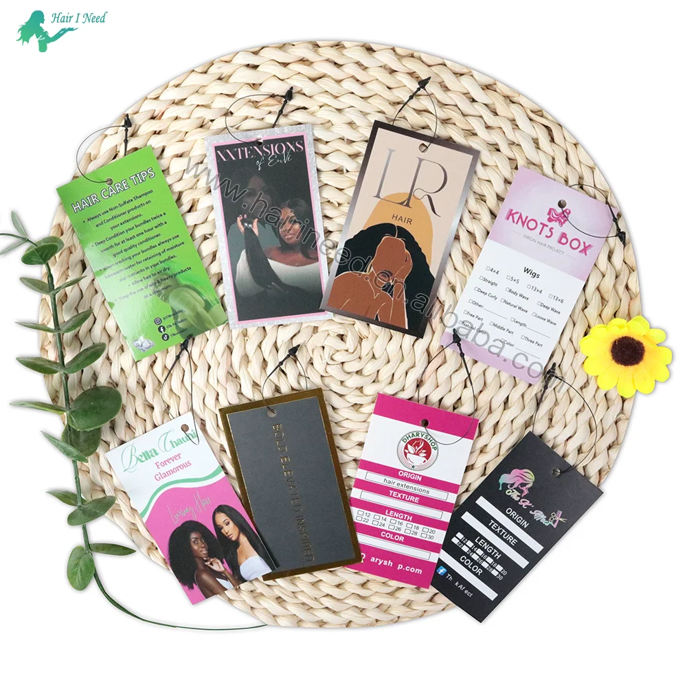 Customized Clothing Hand Tags for Clothes Label CMYK Printing Garment Hangtags Design Custom Swing Tags For Hair Extensions
