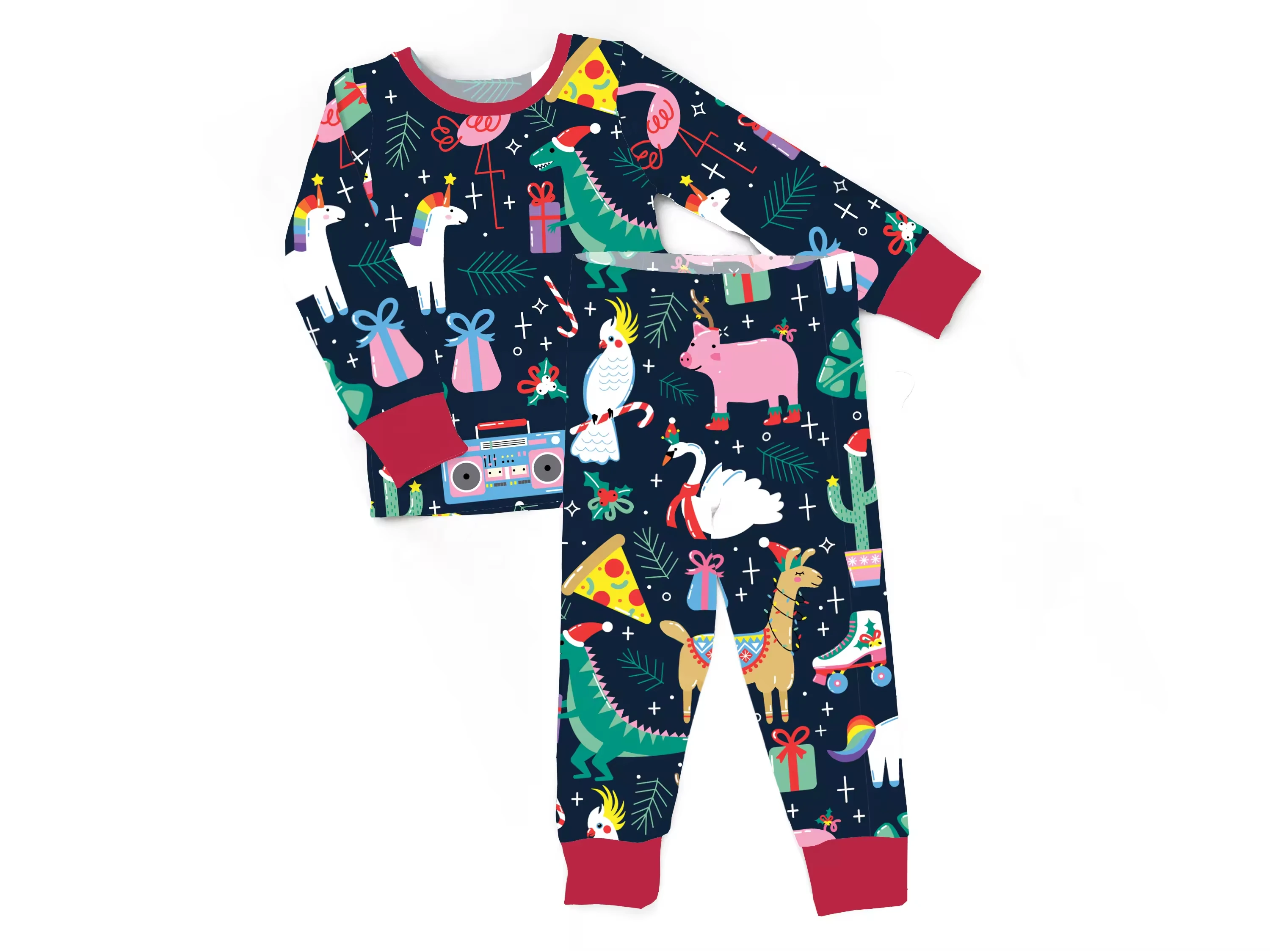 Wholesale Bamboo Viscose Christmas Pajamas Bamboo Baby Clothes Kids Clothes Sleepwear Pajamas