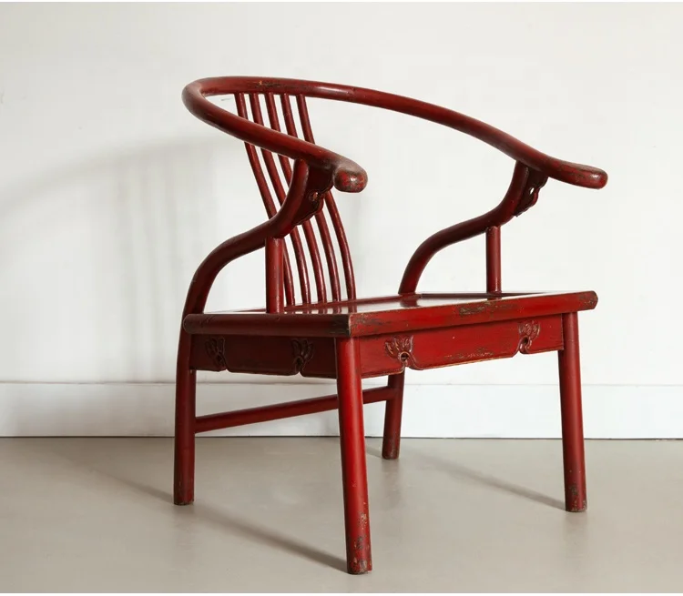 Furniture factory Chinese traditional armed chairs antique furniture wooden distressed paint chair with arm