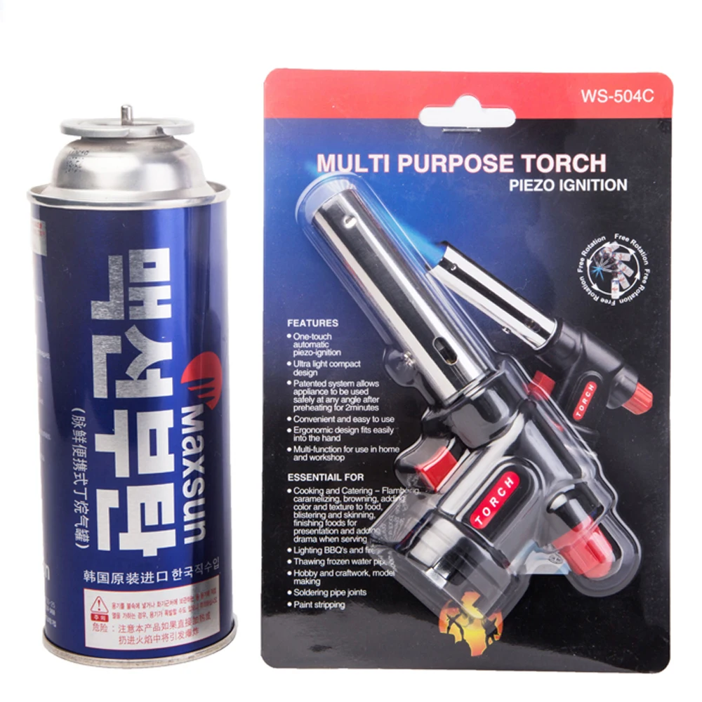 Auto Ignition Outdoor Welding Portable Butane Gas BBQ Camping Torch WS-504C