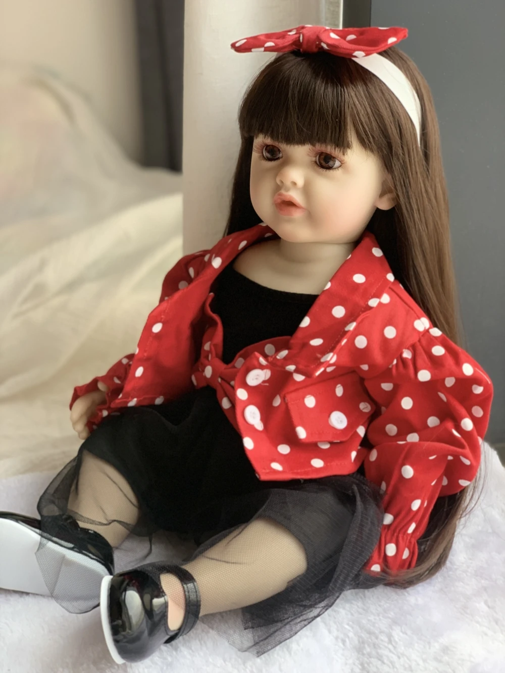 R&B Wet Girls Reborn Doll 60cm Baby Dolls Black 24 Inch Silicone Realistic Wholesale Kit Benes De Reborn Baby Dolls