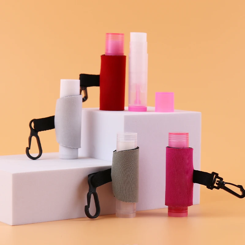 High Quality Premium Neoprene Portable Multi Color Chapstick Clip Sleeve Vegan Honey Plumping Nourishing Lanyard Lip Balm Holder