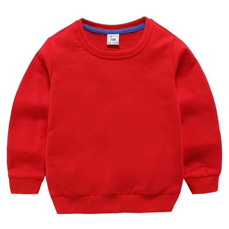 Fashion spring plain color print simple crew neck boy cotton sweatshirt kids without hood