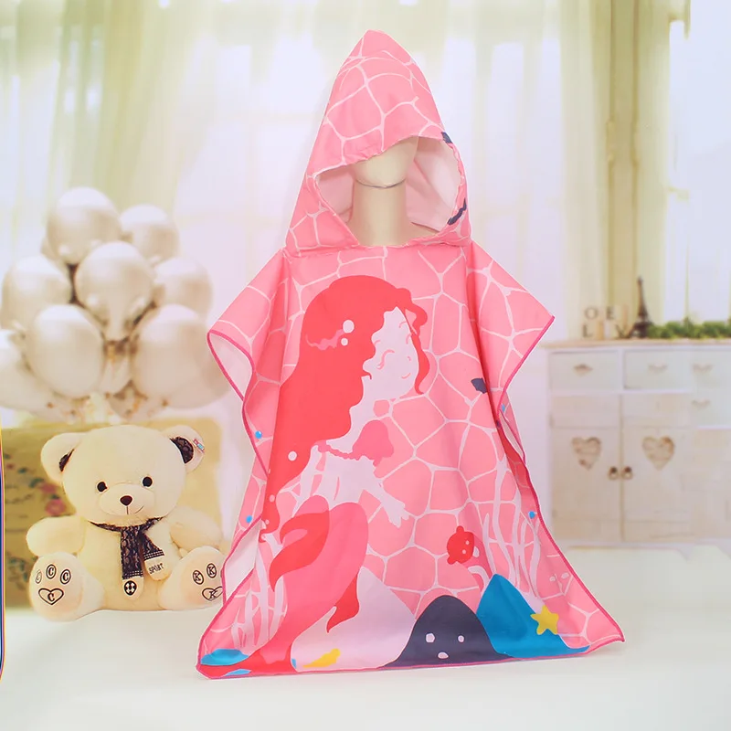 Microfiber Printed Beach Hooded Towel Kids Bath