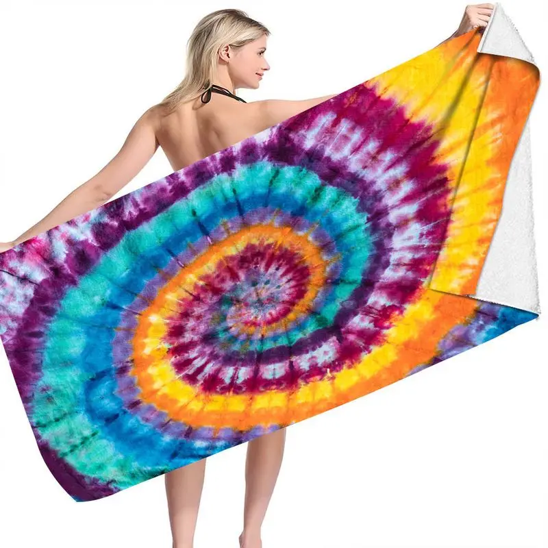 Professional Custom Double Sided Printing Absorbent Design Microfiber Large Beach Towel