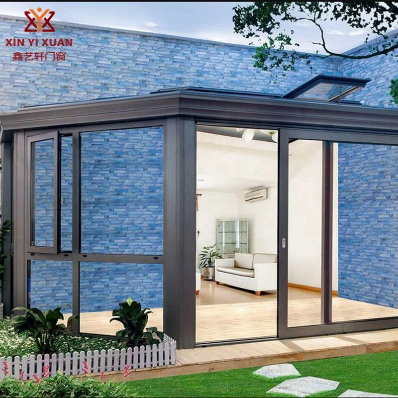 
New design china product outdoor glass room Aluminium greenhouse with glass cover bear glass solarium sunroom for sale 