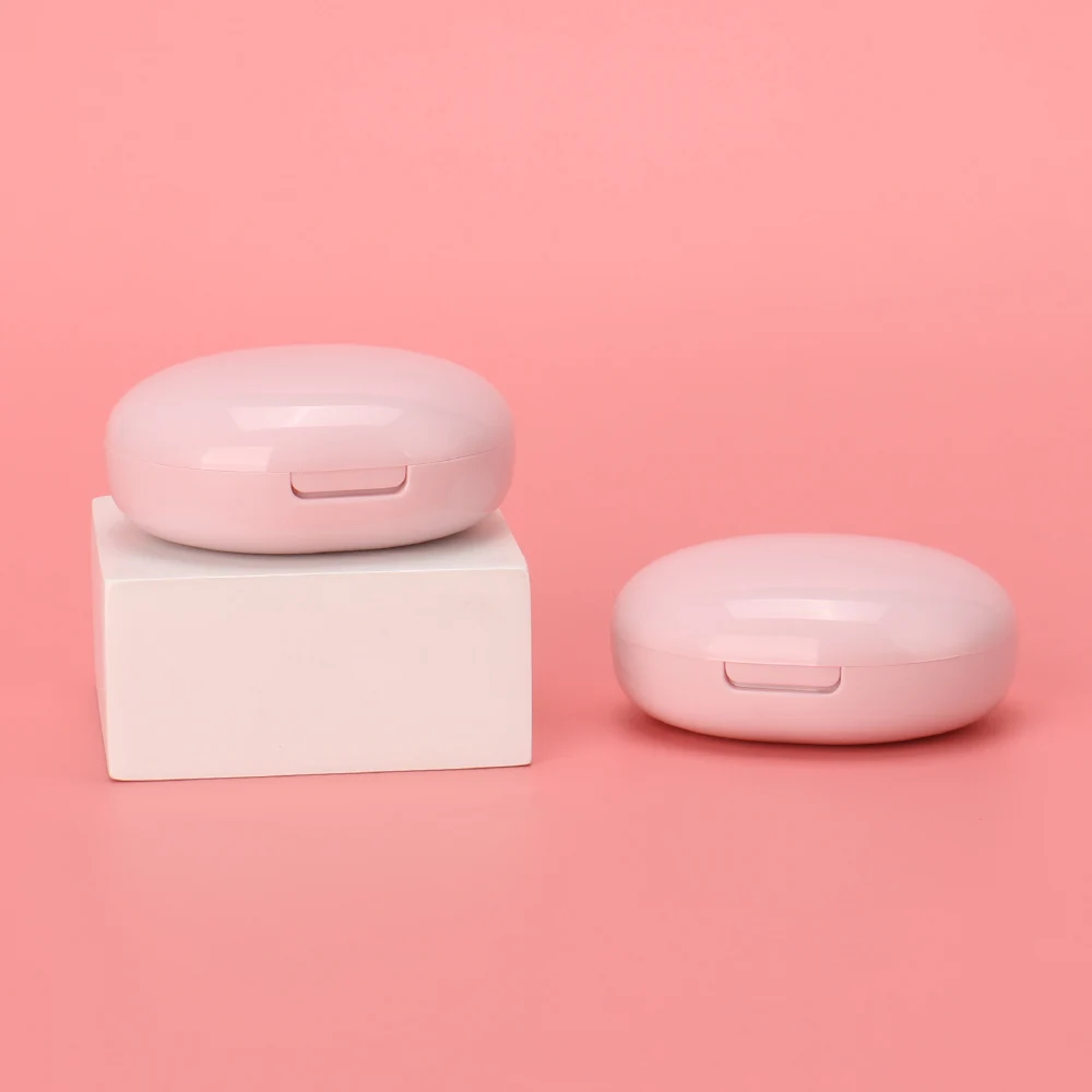 OMI factory round pink empty compact powder case with mirror empty blush case recyclable compact pressed powder case