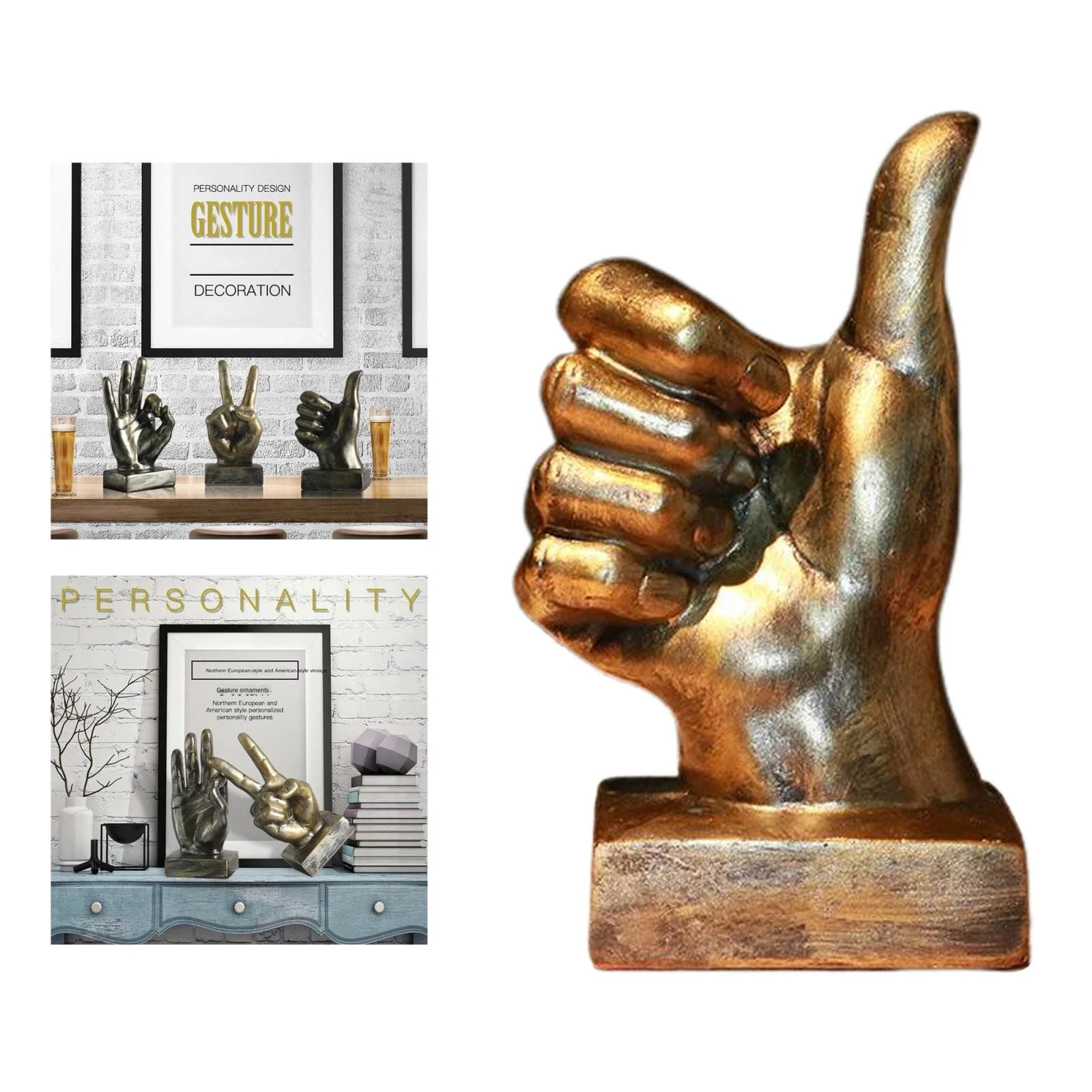 Resin victory hand gestures sculpture tabletop crafts home decorations resin hands statue