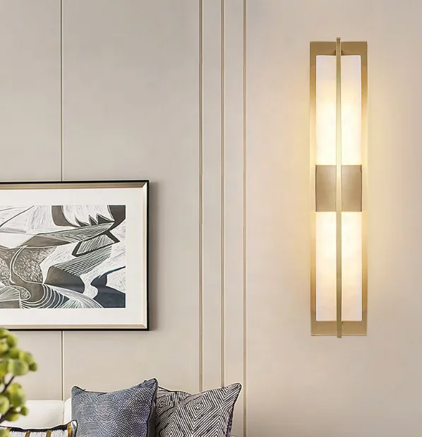 Hotel indoor decorative gold black  metal outdoor wall lamp modern led stone wall sconce light for corridor