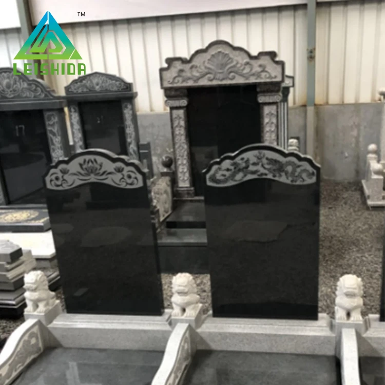 Manufacture Sale Hand Carved Black Granite Gravestone for Memorial