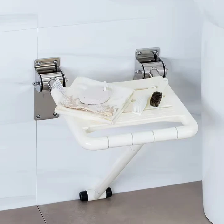 Elderly Care Durable Nylon Folding Bath Seat Elderly Flip Up Bathroom Shower Grab Bar Chair Disabled Wall Mounted Chair