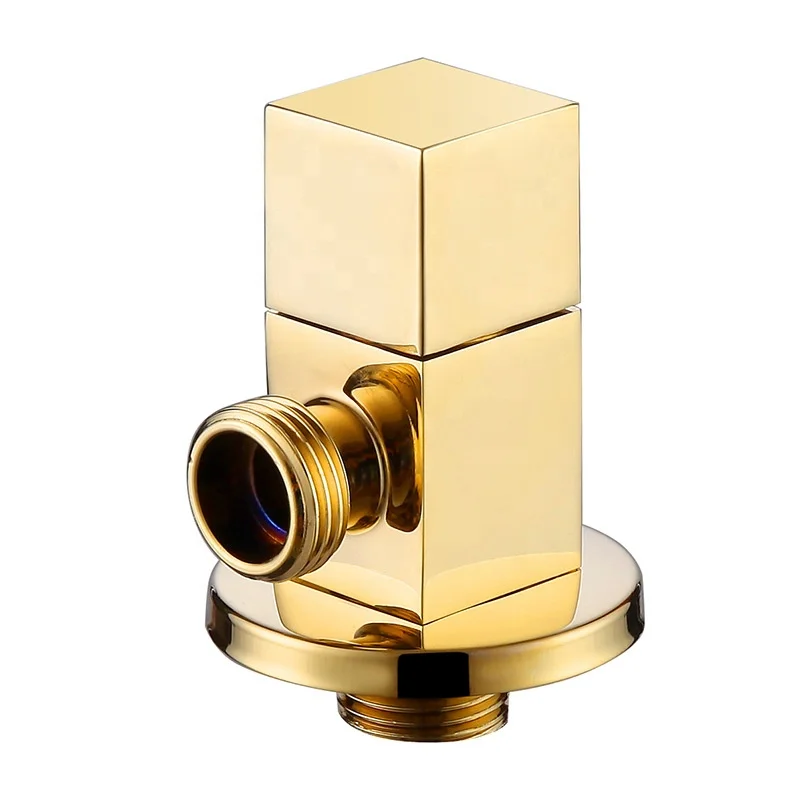 Hot Selling Gold Plating Brass Toilet Washing Machine 1/4 Turn 90 Degree Water Angle Valve