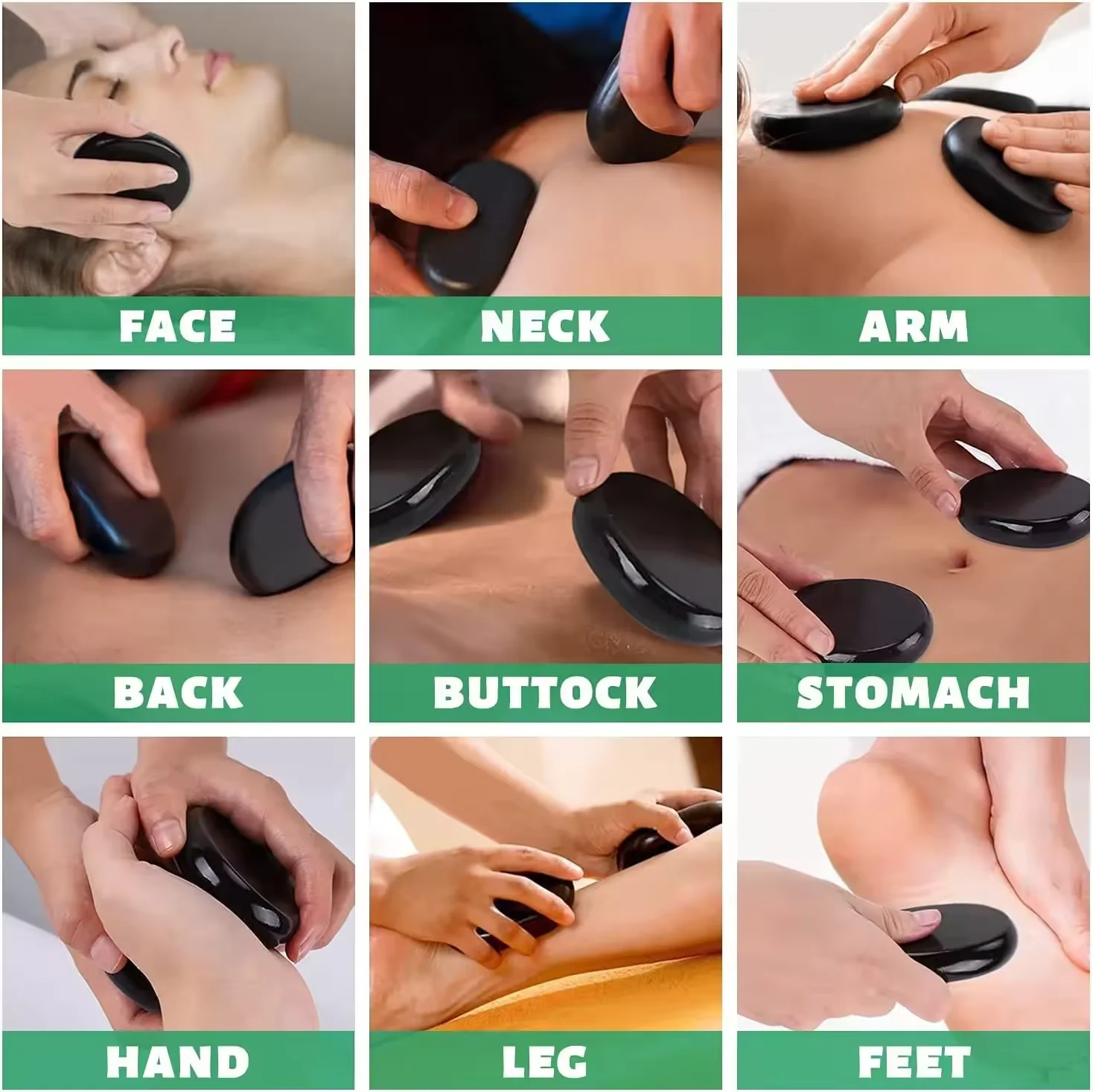 Chinese Wholesale 16/18/20pcs Natural Energy Stone Set Hot Stones Massage Set with Warmer