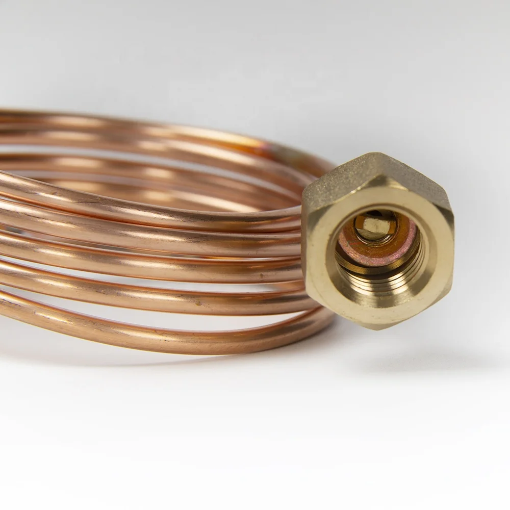 Air conditioning copper capillary tube with nut brass copper fitting