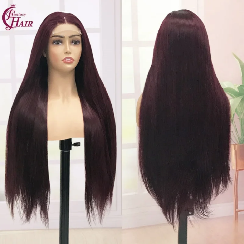 FH Wholesale 99J Raw Indian Hair 4x4 Lace Front Wig 180%  Density  Raw Vietnamese Human Hair Wigs Cuticle Aligned Natural Hair