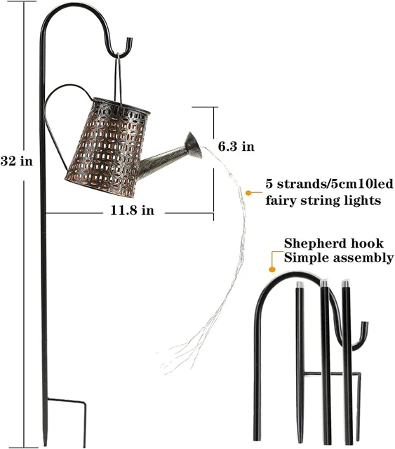 Solar Watering Can Light Hanging Kettle Lantern Light Waterproof Garden Solar Lantern Garden Light for Patio Big Tree Yard Table