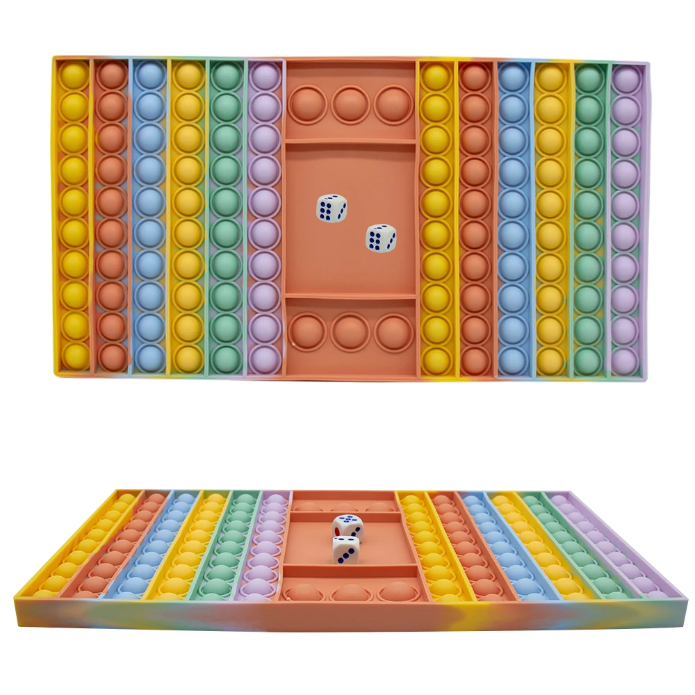 Amazon Release Stress Large Popping Game Board With Dice New Push Bubble Pad Popper Rainbow Chess Board Fidget Toy Games