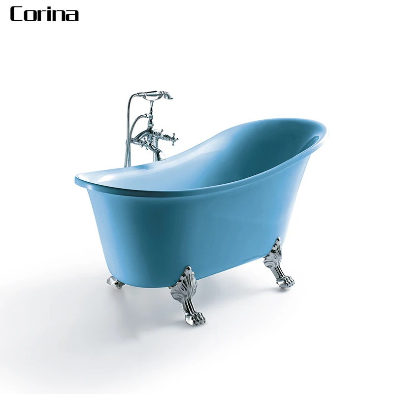 Enamelled Cast Iron Soaking Freestanding Bathroom Tub With Tap Hole