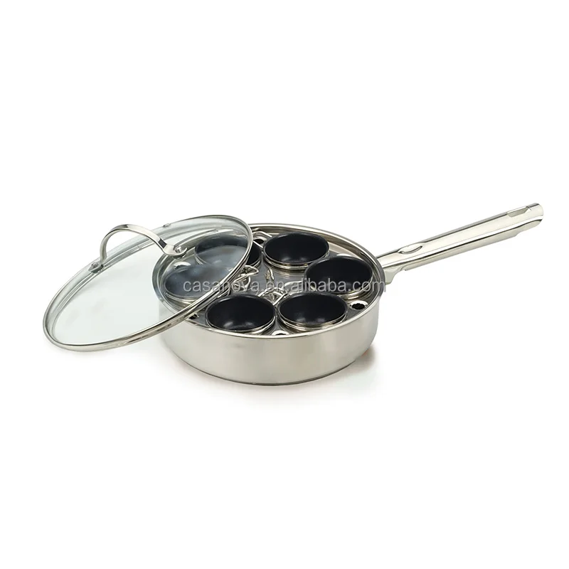 Induction 6 Egg Poacher Pan 304 Stainless Steel