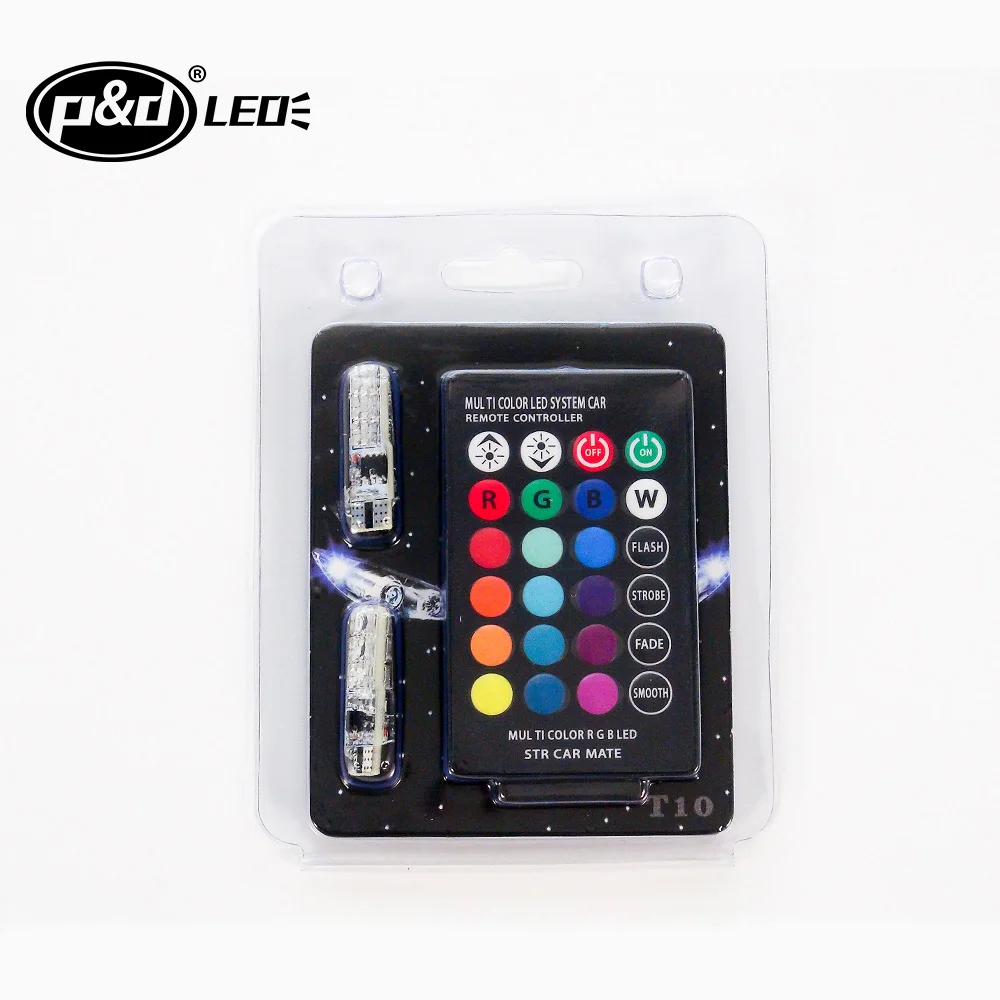 New RGB with remote control T10-6smd 5050 silicone car width lamp strobe light atmosphere light 12v