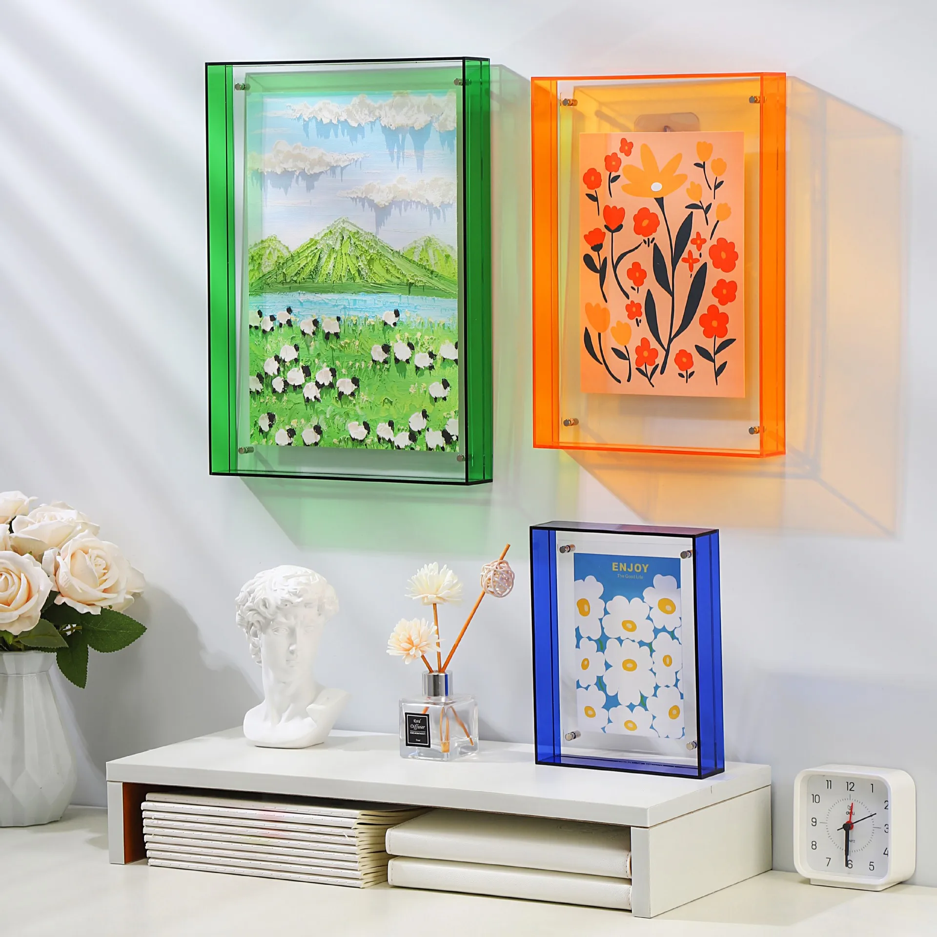 Custom Clear Acrylic Magnetic Floating Picture Display Frame Wall Mounting 6inch Acrylic Photo Frame