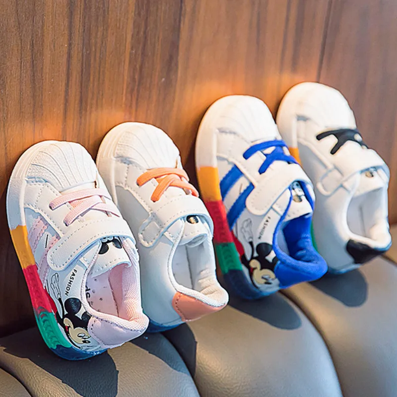 Кроссовки Детские на плоской подошве, дышащие, мультяшный рисунок, для мальчиков и девочек, Студенческая обувь, весна-осень