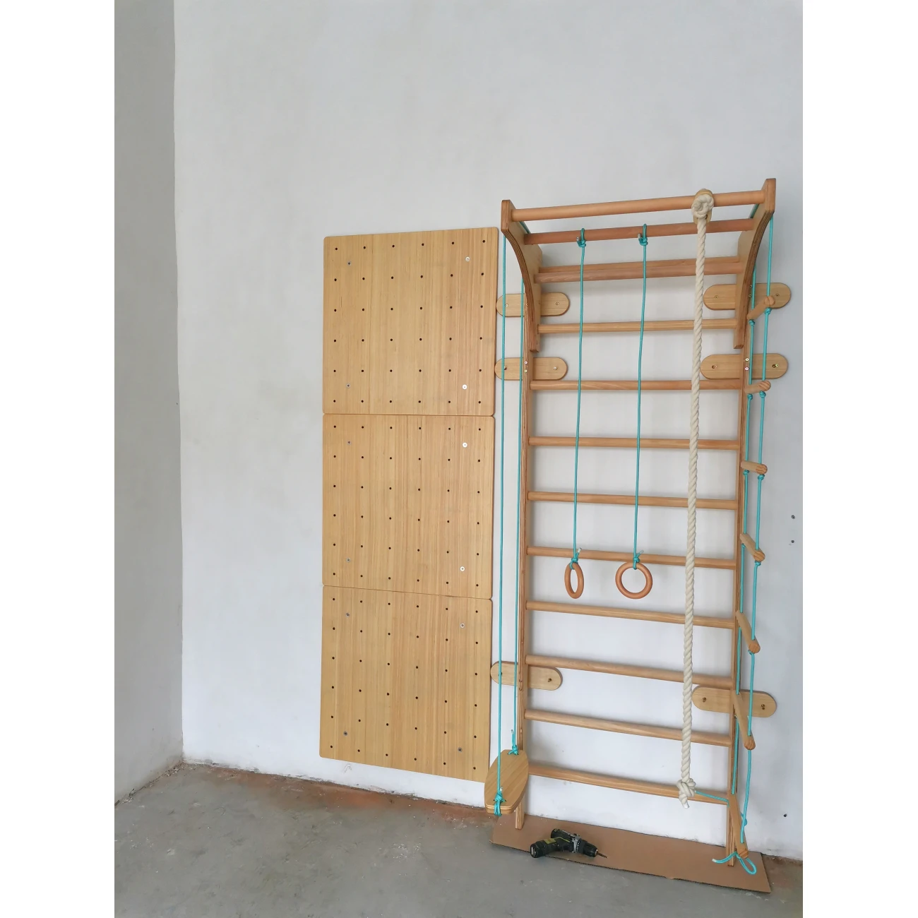 Indoor Playground Gymnastic Wall Gym Kids Wooden Swedish Ladder Set With Slide