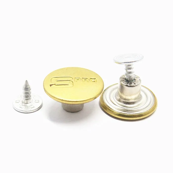 Custom logo and size embossed Snap Button zink alloy Metal Gold Silver Denim Shank Jeans Buttons and Rivets for Jeans clothes
