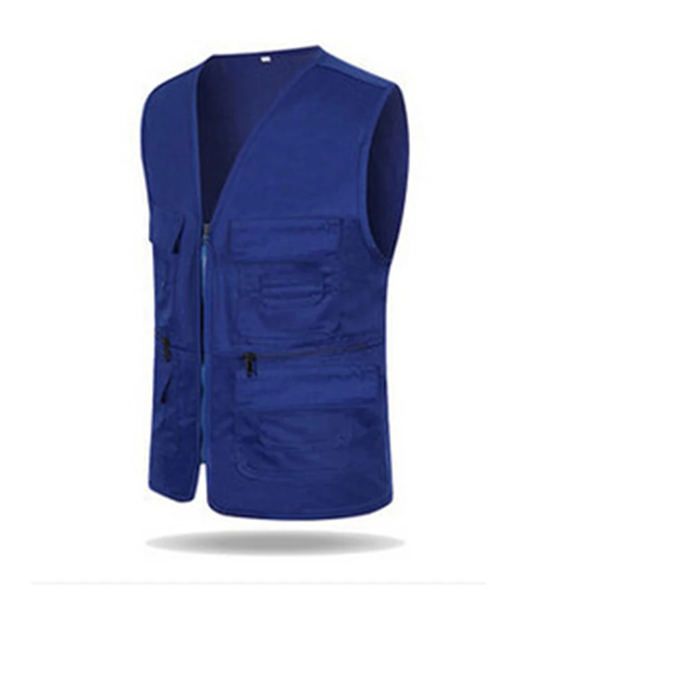 
Mens photography multi pocket advertising vest custom volunteer work clothes custom print logo fishing vest 