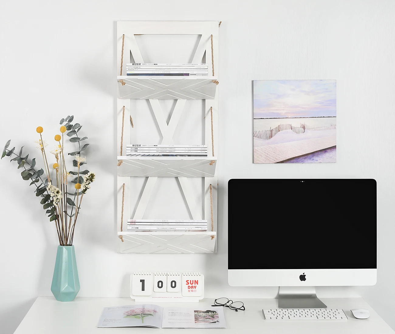 High Quality Wood Wall Mounted Detachable 3 Tiers Hanging File Organizer Magazine Document Holder