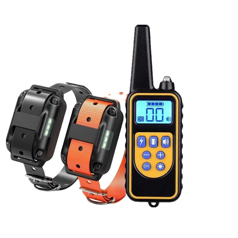 800m Electric Dog Training Collar with Shock Vibration Sound Waterproof Pet Remote Control Rechargeable Training Dog Collar