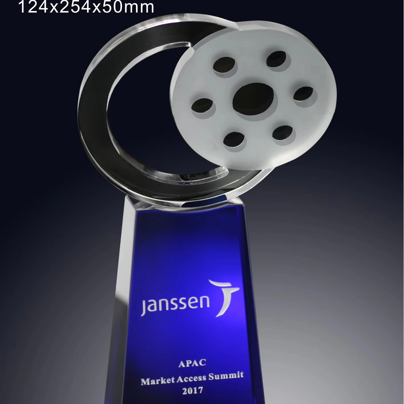 High end Customized Glass Engraving Business Gift Blue Crystal movie Awards  film Trophy for Gifts