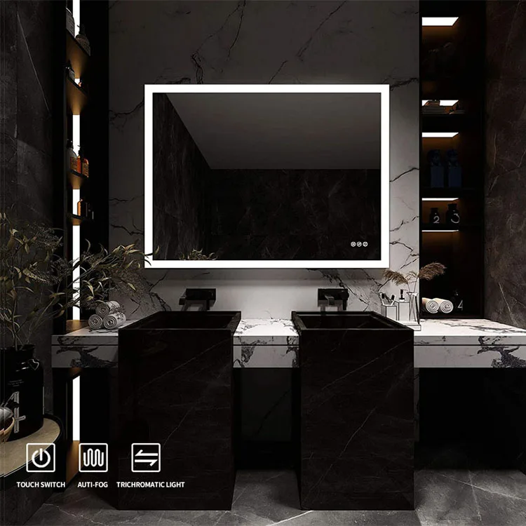 wholesale custom bathroom wall mounted hangable half body mirror freestanding hairdressing hd led light up mirror for vanity
