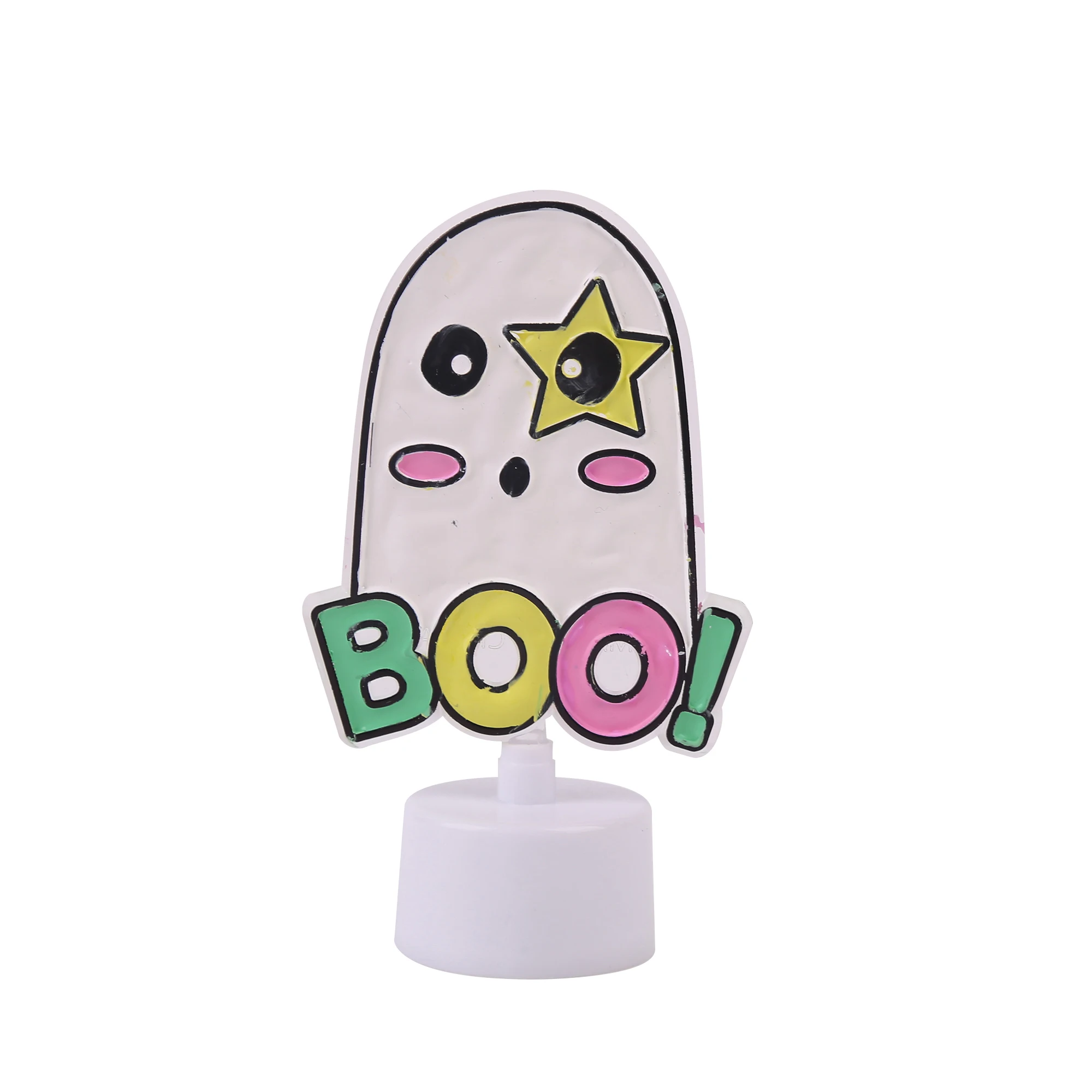 Kingtop Halloween Kids drawing toys DIY paint kit for Children with tea light  light up suncatcher set-Cat