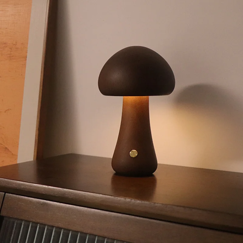Wooden Touch Modern Mushroom Night Light Sensor Lamp LED Atmosphere Lamp Bedroom Bedside Light Adjustable Table Lamp Home Decor