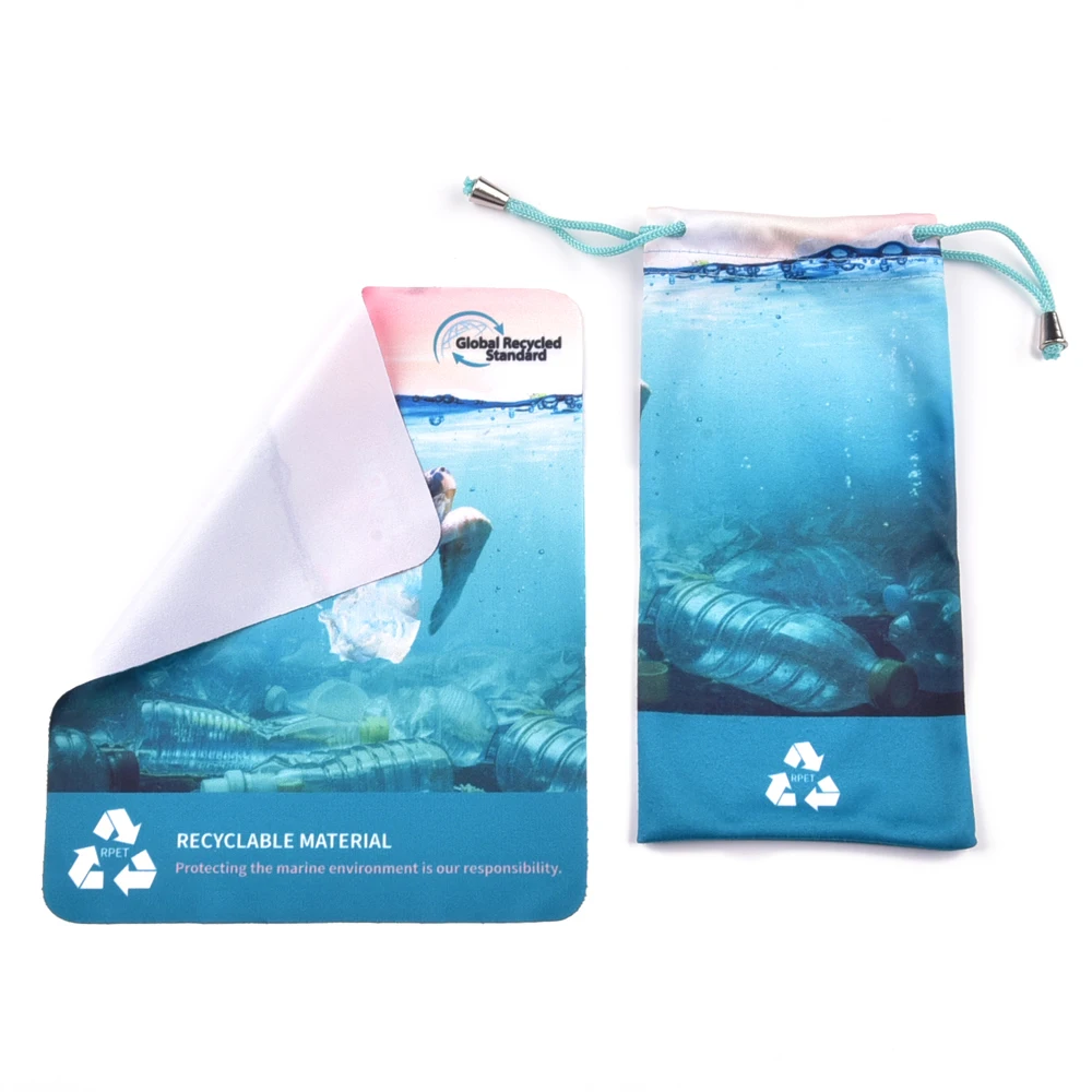 JAYQI Custom High Quality Microfiber RPET Soft Cases Pouch Bag With Clean Cloth For Sun Glasses Sunglasses Eyeglasses