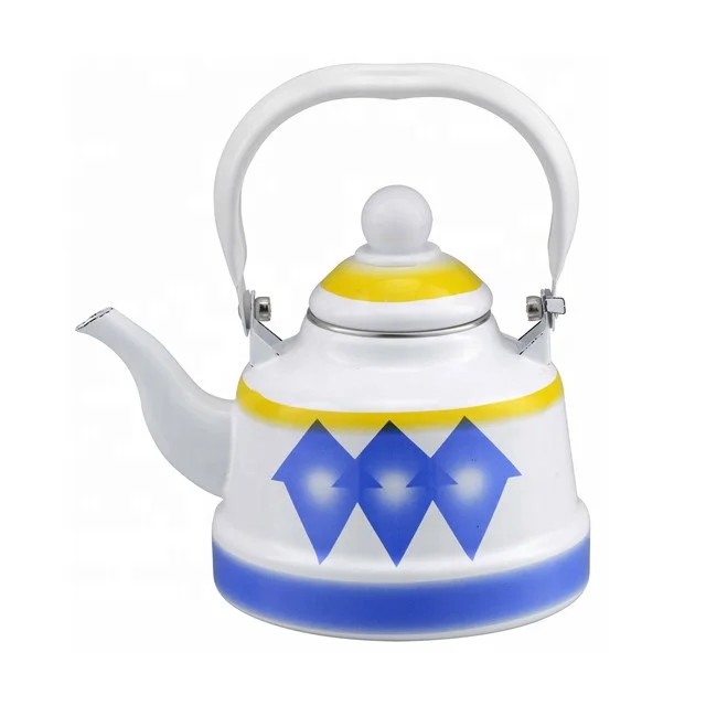 Hot sale bright 1.1L 1.7L 2.5L enamel kettle tea pot in middle east arabia market UAE