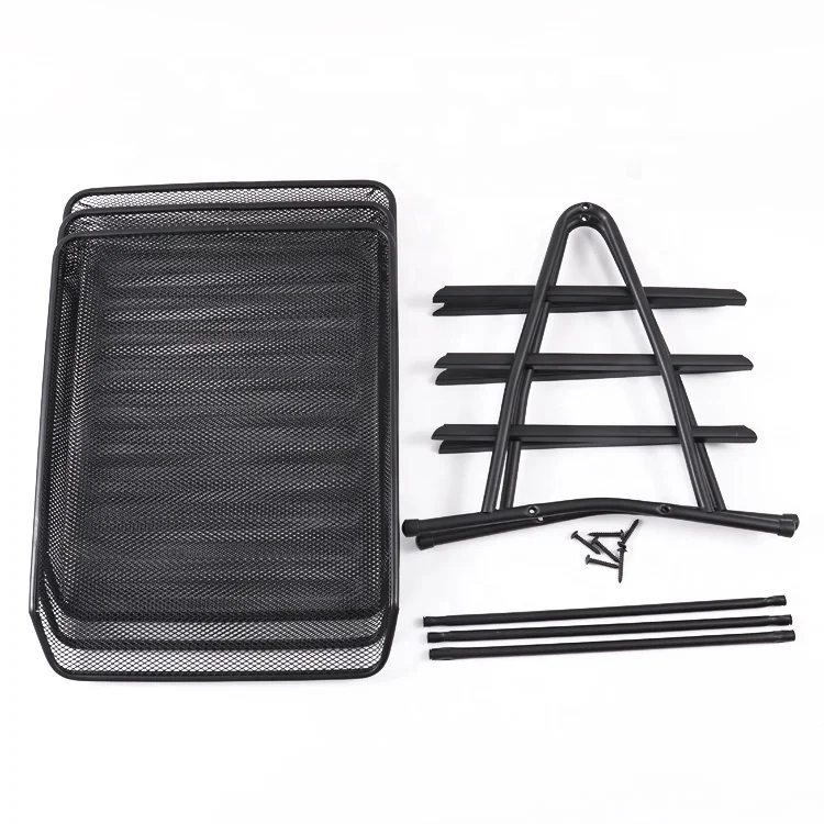 Foska Multifunctional Metal Grid Document Holder and Storage Triple File Trays for Office Desktop Organization