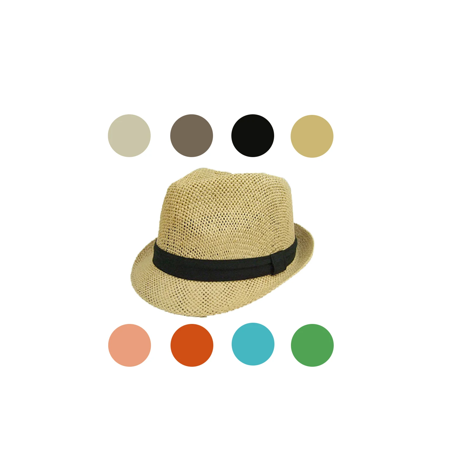 UV protection white brown black pink orange turquoise green generated beach panama straw hat