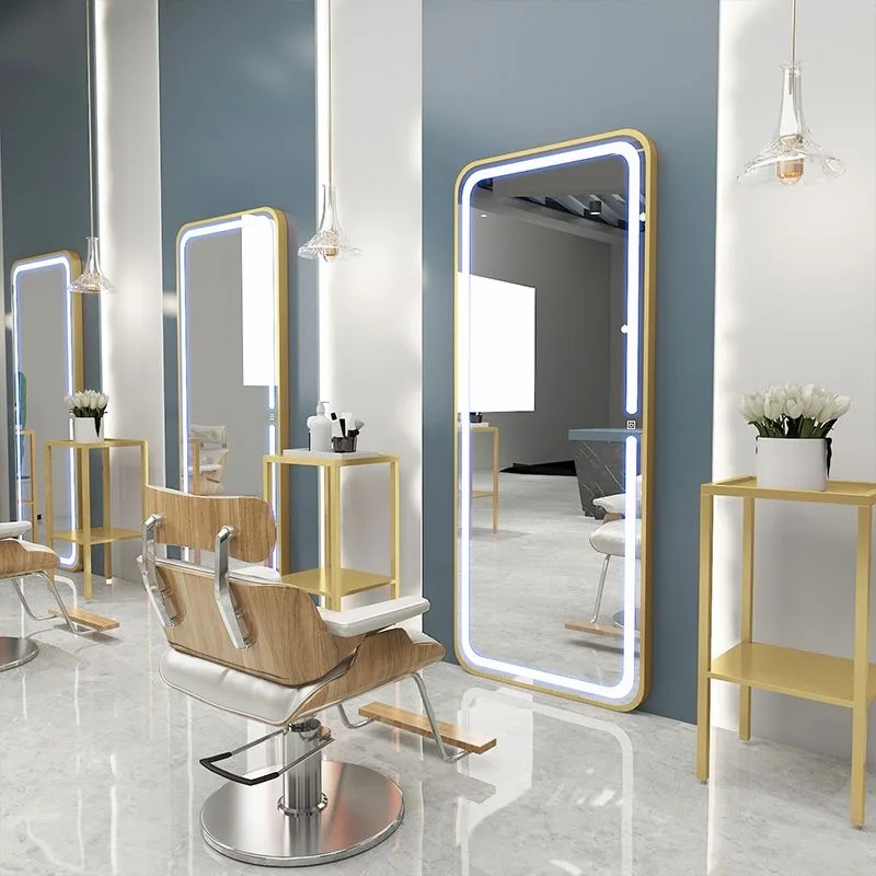 hot sale Large Full Length Gold Styling Barber Salon Furniture Wall ounted Hairdressing Makeup Led Beauty Salon Mirror
