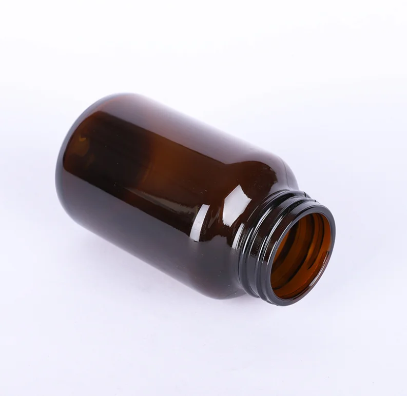Широкий рот капсула медицинская стеклянная бутылка с крышкой для витаминных таблеток фармацевтическая