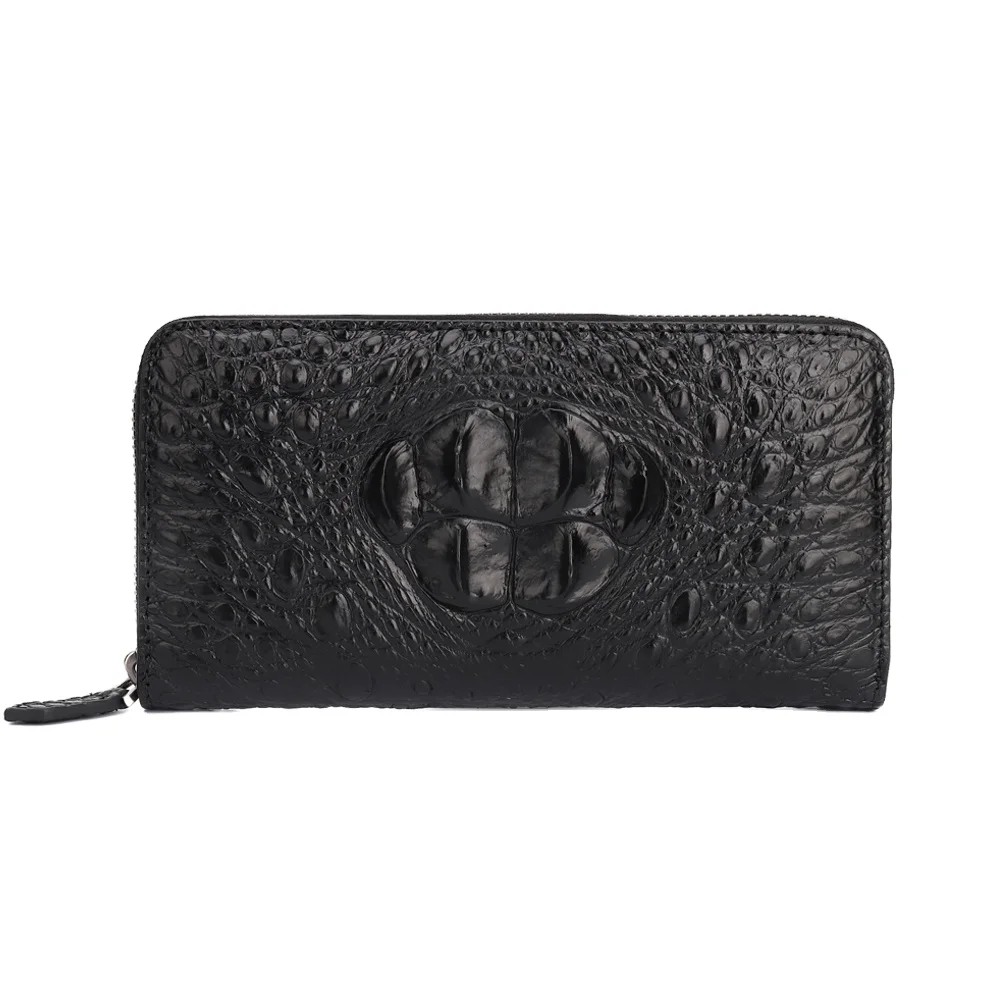 Роскошный длинный кошелек Zenos из натуральной кожи аллигатора, унисекс, черный кошелек для женщин, бумажники Вэнь