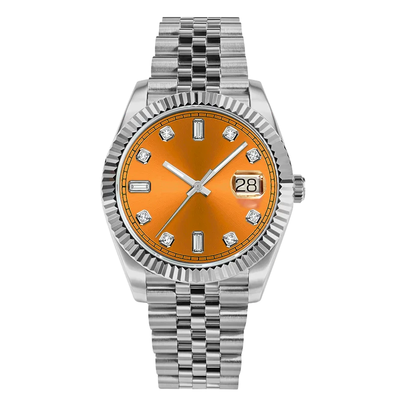 Custom Logo High End Gents Luminous Quartz Stainless Steel Herren Luxus Uhr Gold Diamond Mens Watch