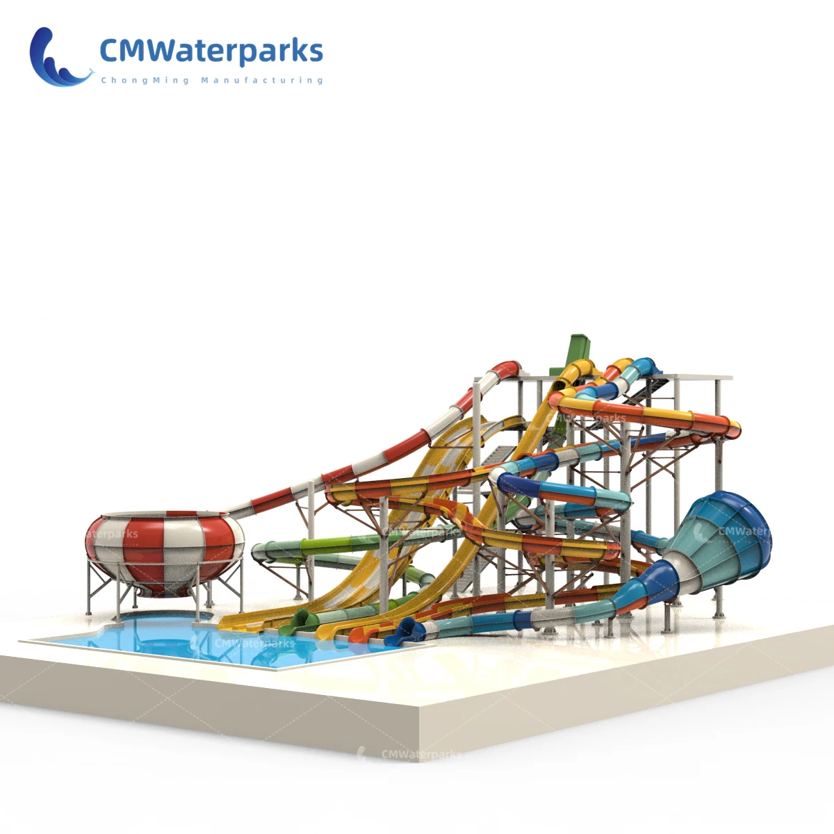 2024 New Combination Bodyslides Adults Water Swim Slides Water Park Fiberglass Swimming Pool Slides for Inground Pools