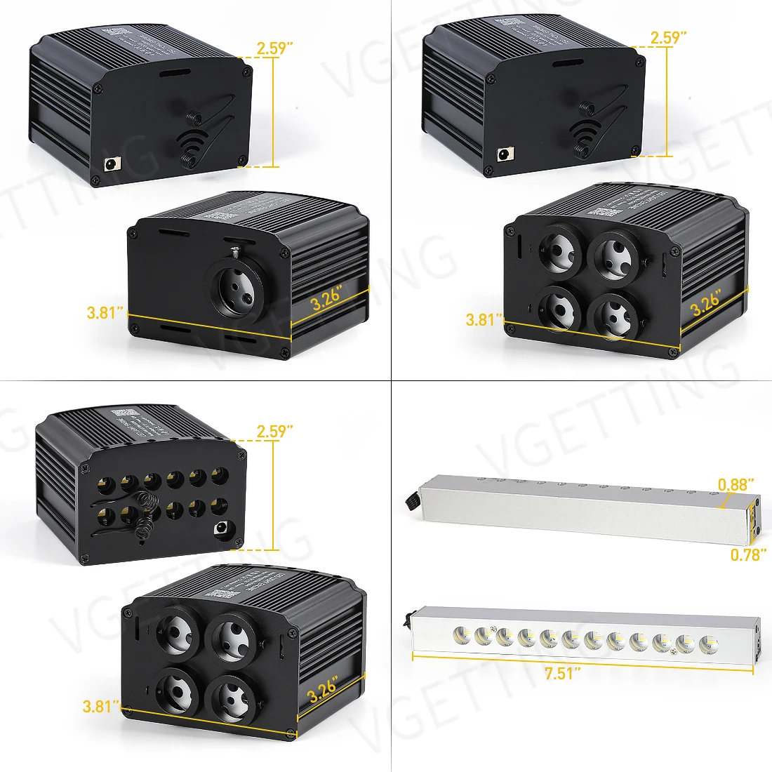 4 Port RGBW Car startlights Headliner Kit Meteor Twinkle Star Roof Ceiling Projector Lights LED Fiber Optic Light Engine